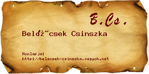 Belácsek Csinszka névjegykártya